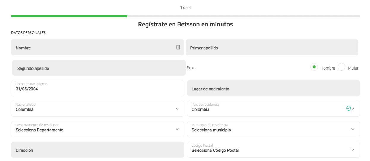 Primera etapa para Betsson Colombia registrarse