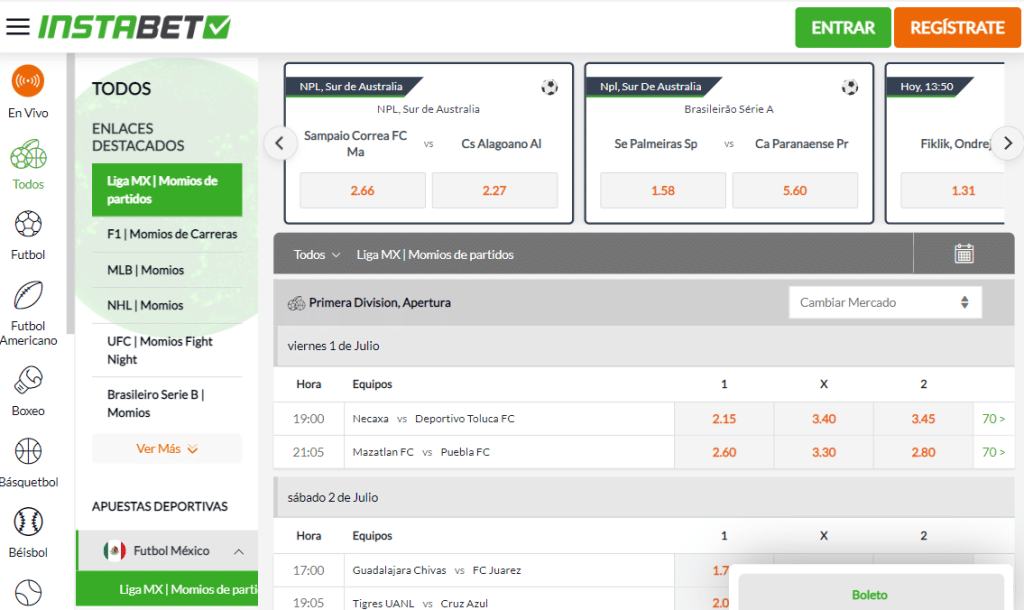 apuestas deportivas de Instabet MX