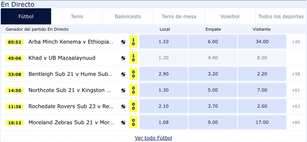 William Hill México as apuestas de los eventos en vivo